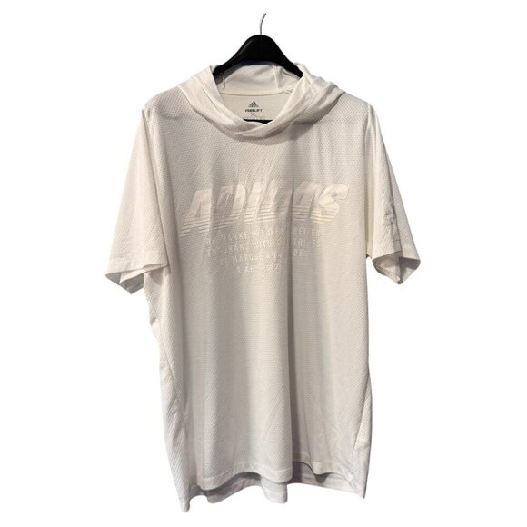 adidas White Daily Short-Sleeve Hoodie freelift climalite - Men Size: XL‎ - Picture 1 of 3